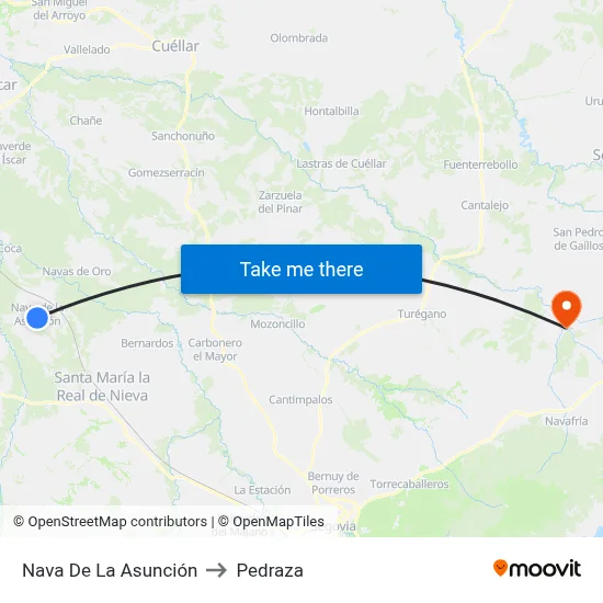 Nava De La Asunción to Pedraza map