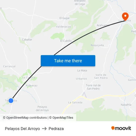 Pelayos Del Arroyo to Pedraza map