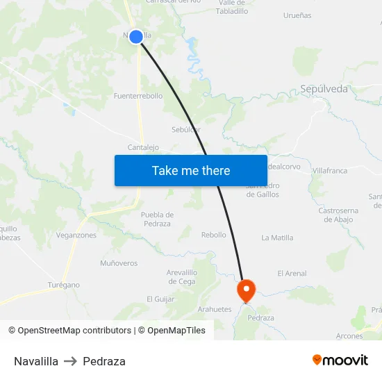 Navalilla to Pedraza map