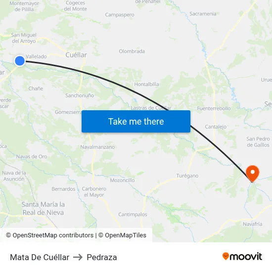 Mata De Cuéllar to Pedraza map