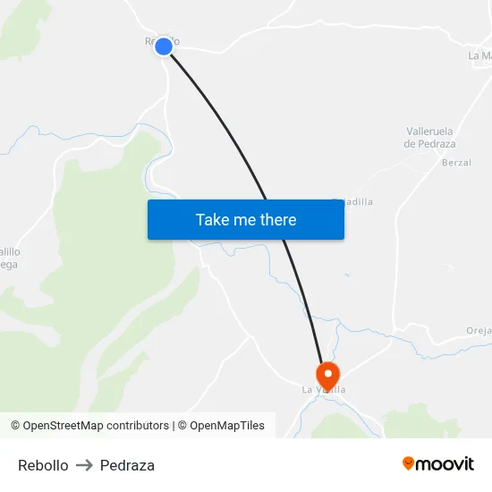 Rebollo to Pedraza map