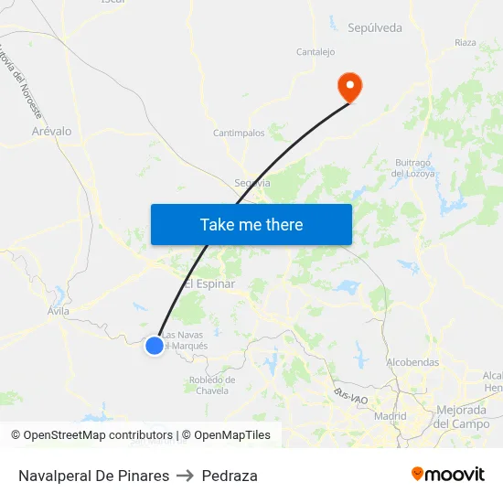 Navalperal De Pinares to Pedraza map