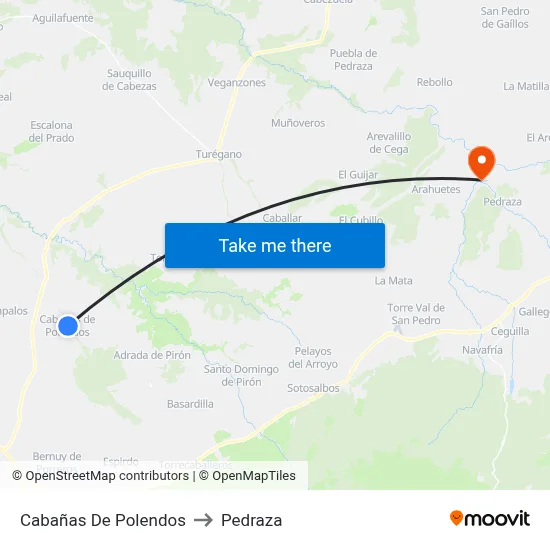 Cabañas De Polendos to Pedraza map