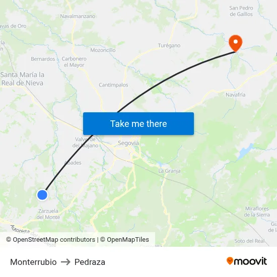 Monterrubio to Pedraza map
