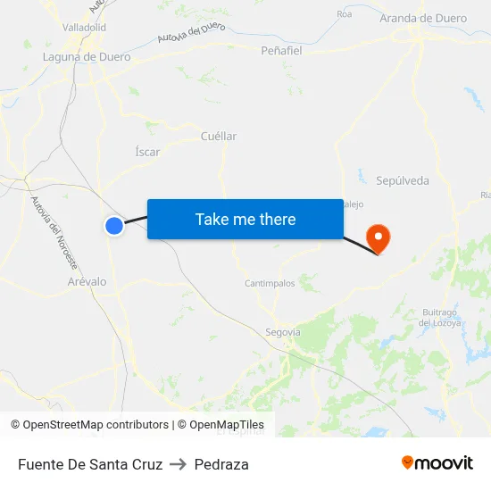 Fuente De Santa Cruz to Pedraza map