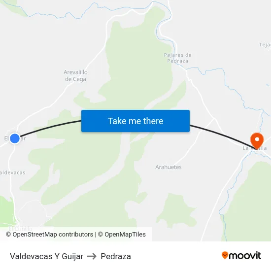 Valdevacas Y Guijar to Pedraza map