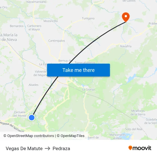 Vegas De Matute to Pedraza map