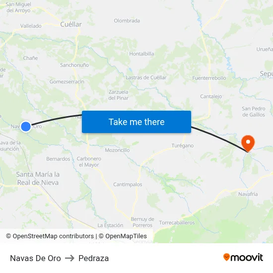 Navas De Oro to Pedraza map