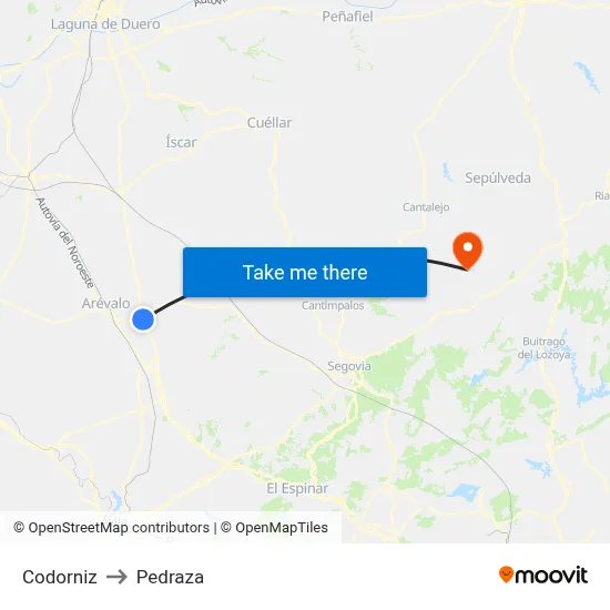 Codorniz to Pedraza map