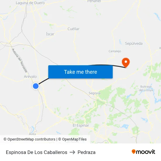 Espinosa De Los Caballeros to Pedraza map