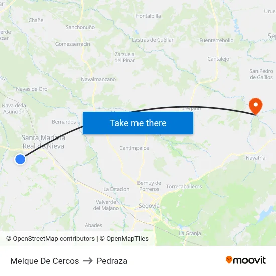Melque De Cercos to Pedraza map