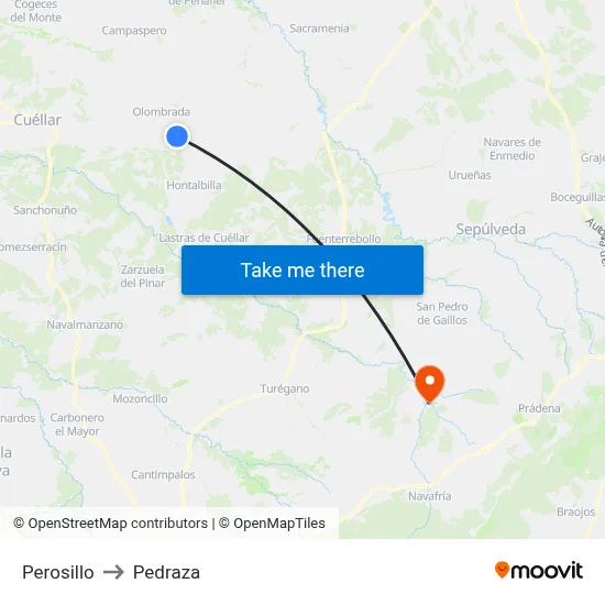 Perosillo to Pedraza map