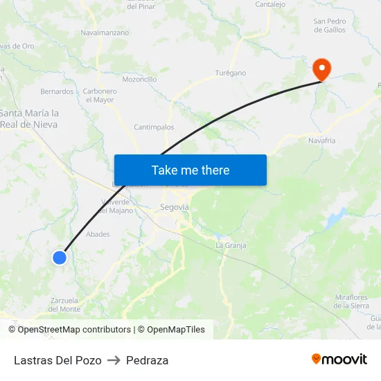 Lastras Del Pozo to Pedraza map