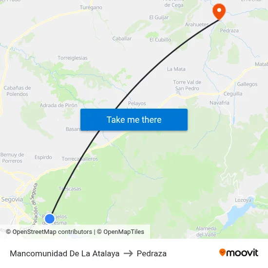 Mancomunidad De La Atalaya to Pedraza map