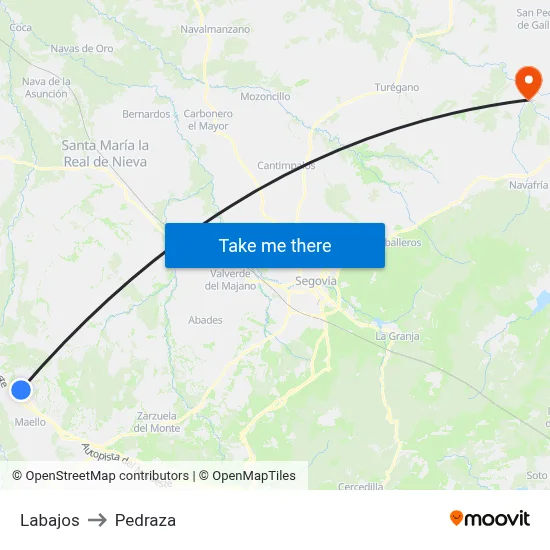 Labajos to Pedraza map