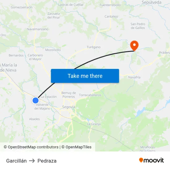 Garcillán to Pedraza map