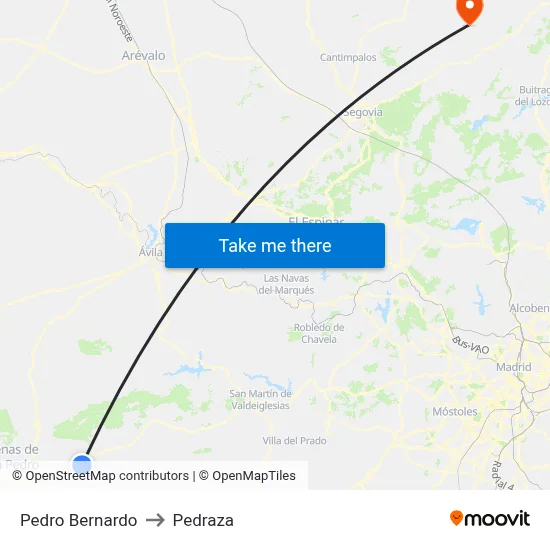 Pedro Bernardo to Pedraza map
