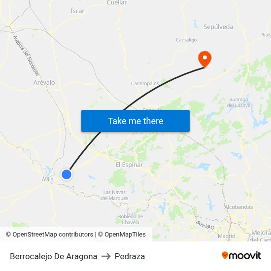 Berrocalejo De Aragona to Pedraza map