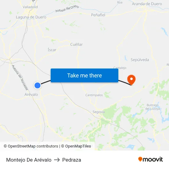 Montejo De Arévalo to Pedraza map