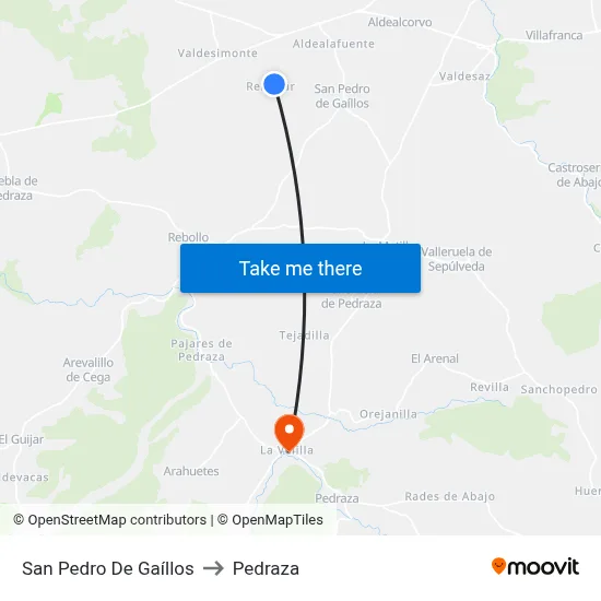 San Pedro De Gaíllos to Pedraza map