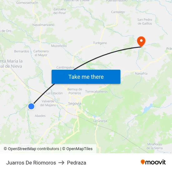 Juarros De Riomoros to Pedraza map