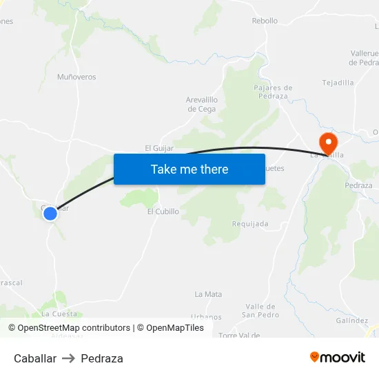 Caballar to Pedraza map