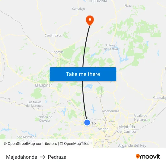 Majadahonda to Pedraza map