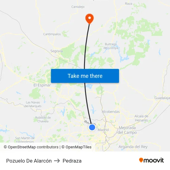 Pozuelo De Alarcón to Pedraza map