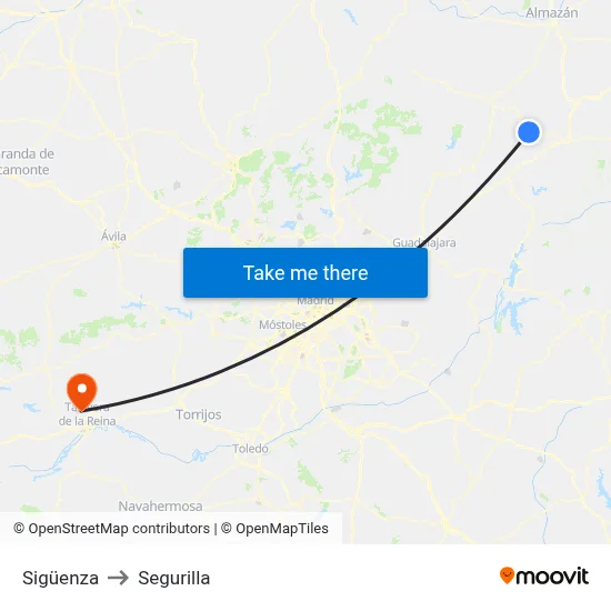 Sigüenza to Segurilla map