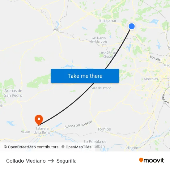 Collado Mediano to Segurilla map