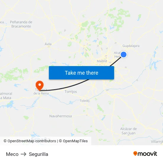 Meco to Segurilla map