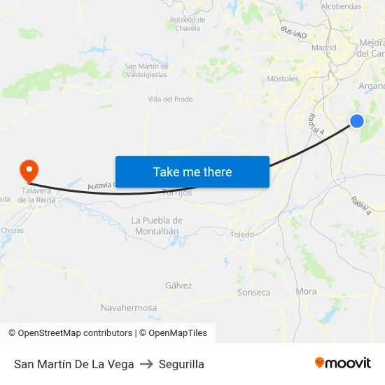 San Martín De La Vega to Segurilla map