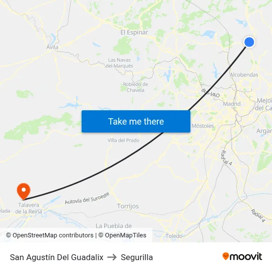 San Agustín Del Guadalix to Segurilla map