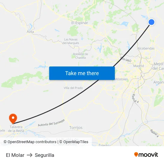 El Molar to Segurilla map