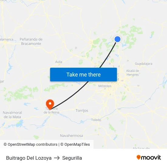 Buitrago Del Lozoya to Segurilla map