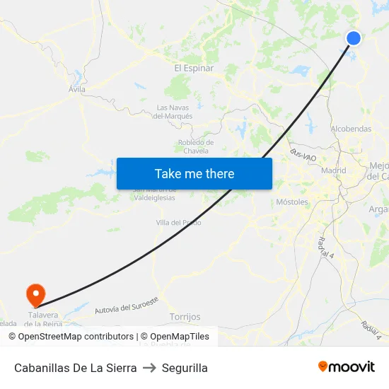 Cabanillas De La Sierra to Segurilla map