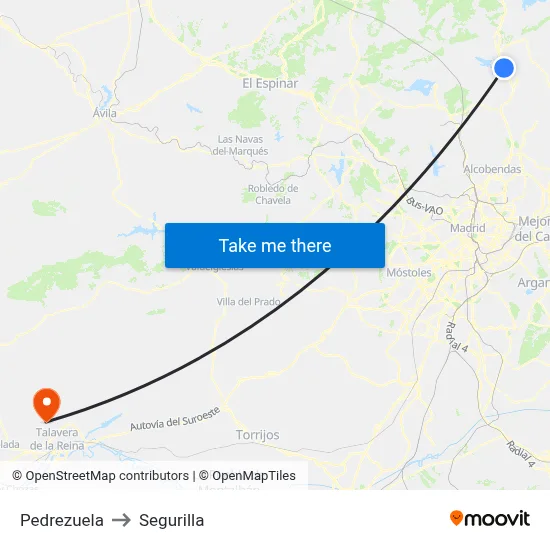 Pedrezuela to Segurilla map