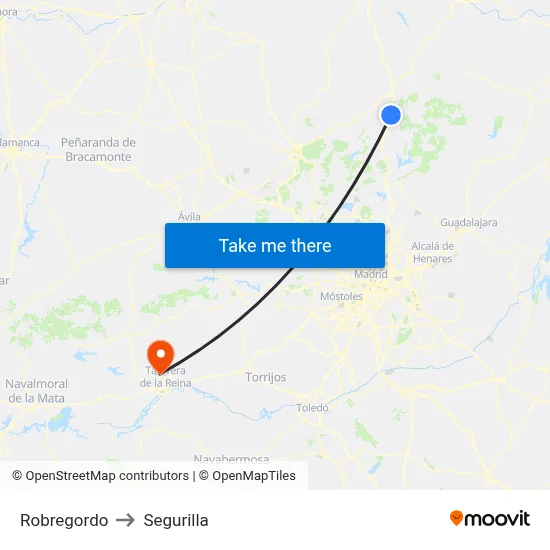 Robregordo to Segurilla map