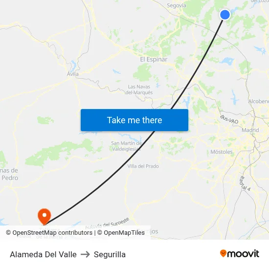 Alameda Del Valle to Segurilla map
