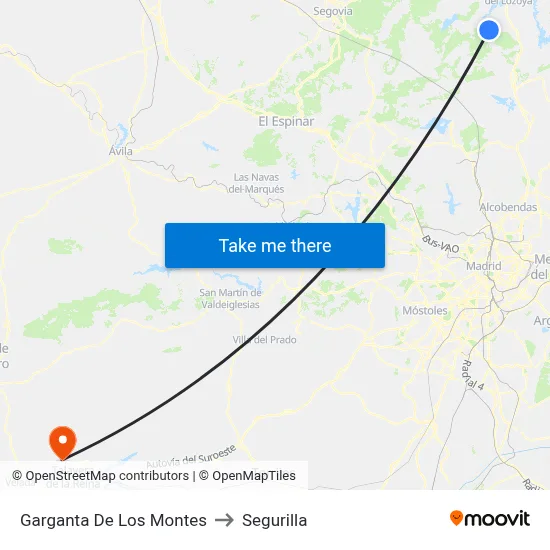 Garganta De Los Montes to Segurilla map