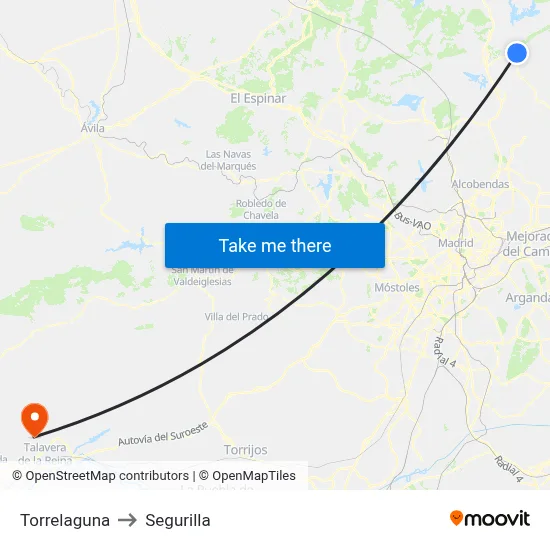 Torrelaguna to Segurilla map