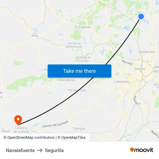 Navalafuente to Segurilla map
