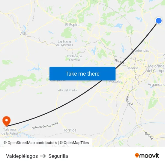 Valdepiélagos to Segurilla map