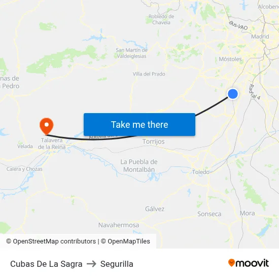 Cubas De La Sagra to Segurilla map