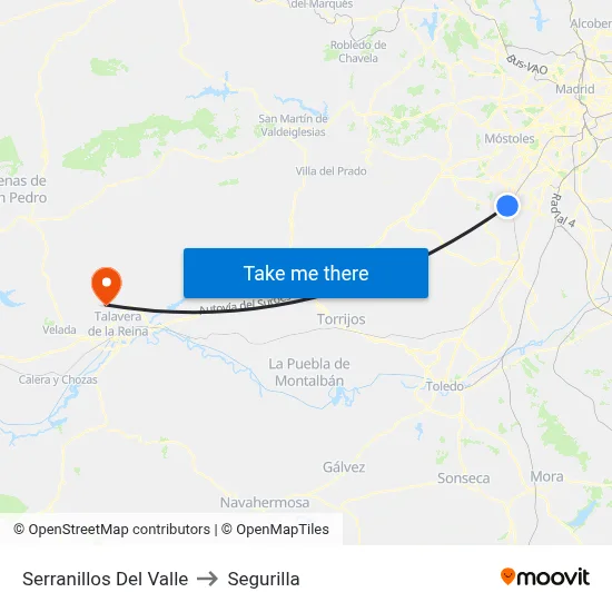 Serranillos Del Valle to Segurilla map