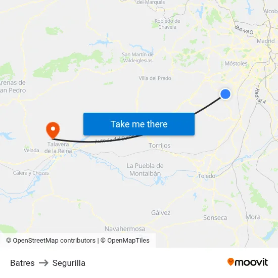 Batres to Segurilla map