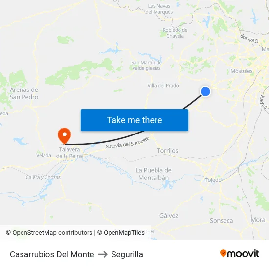 Casarrubios Del Monte to Segurilla map