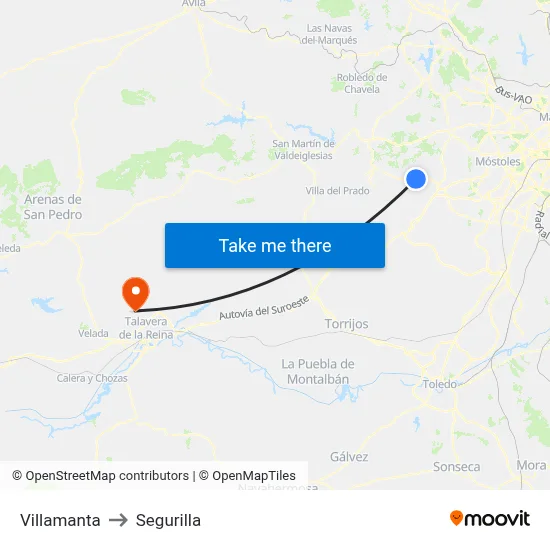 Villamanta to Segurilla map