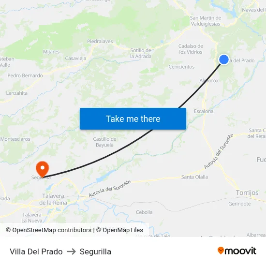Villa Del Prado to Segurilla map