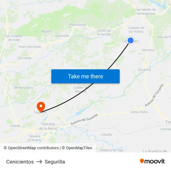 Cenicientos to Segurilla map